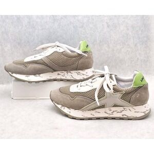 Lola Cruz Women's Round Toe Lace Up Rubber Sole Trainer Sneaker Beige Size 5.5